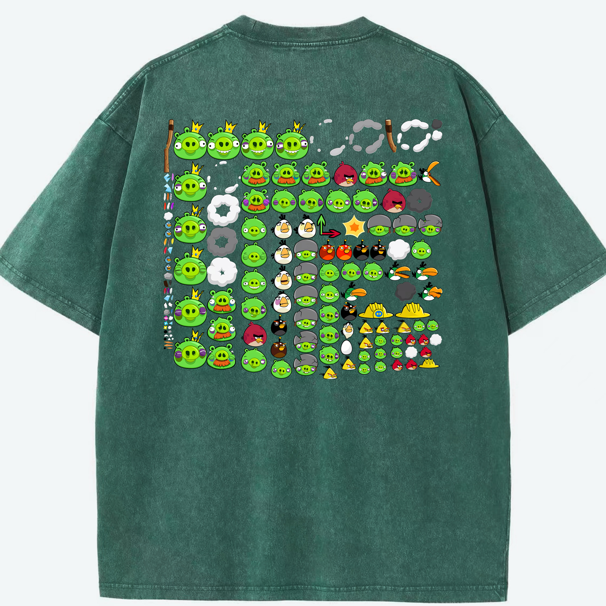 （画像用） Angry Birds アングリーバード 綿100% ヴィンテージ風 半袖Tシャツ（背面プリント）
